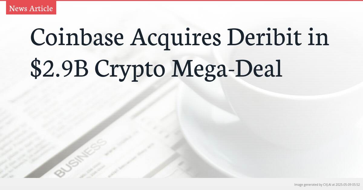 Coinbase Acquires Deribit in $2.9B Crypto Mega-Deal