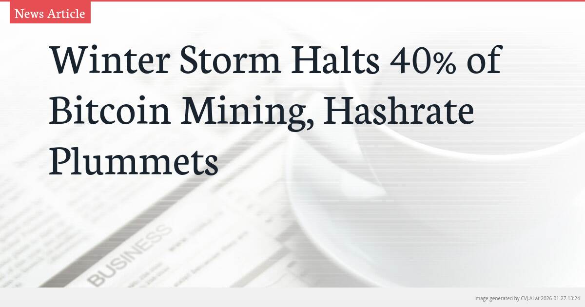 Winter Storm Halts 40% of Bitcoin Mining, Hashrate Plummets