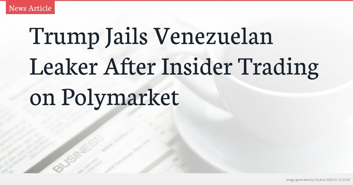 Trump Jails Venezuelan Leaker After Insider Trading on Polymarket