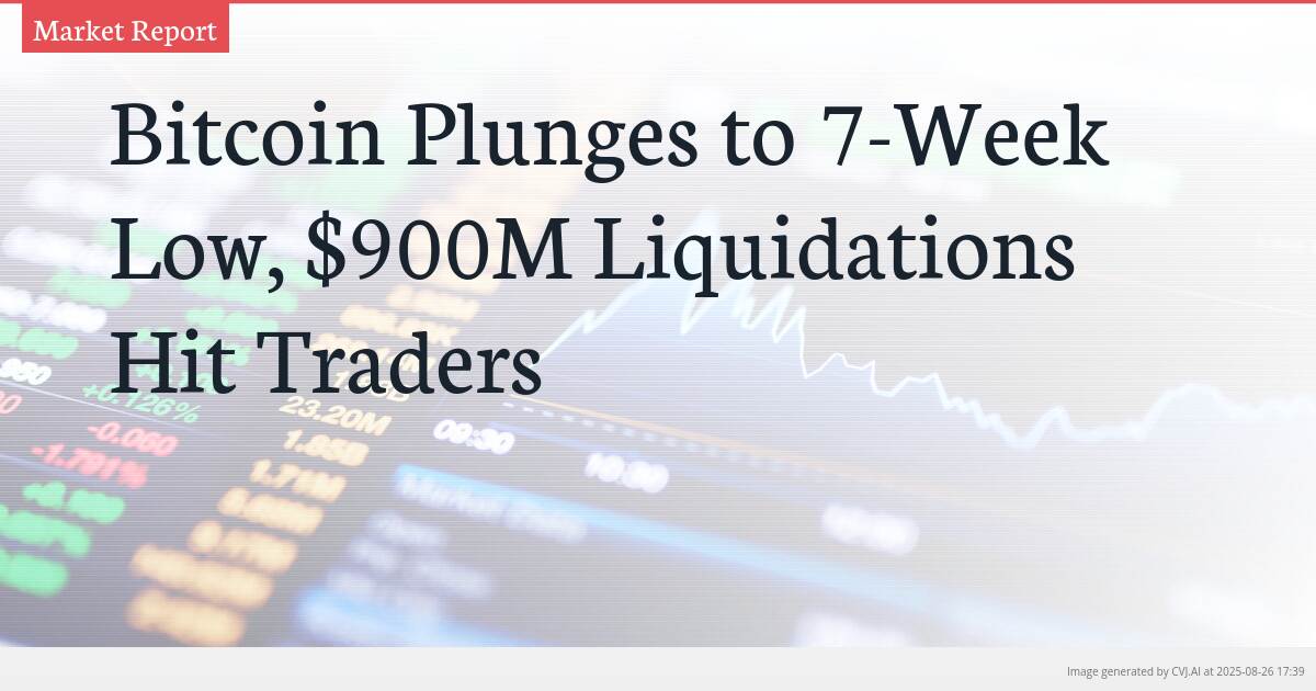 Bitcoin Plunges to 7-Week Low, $900M Liquidations Hit Traders