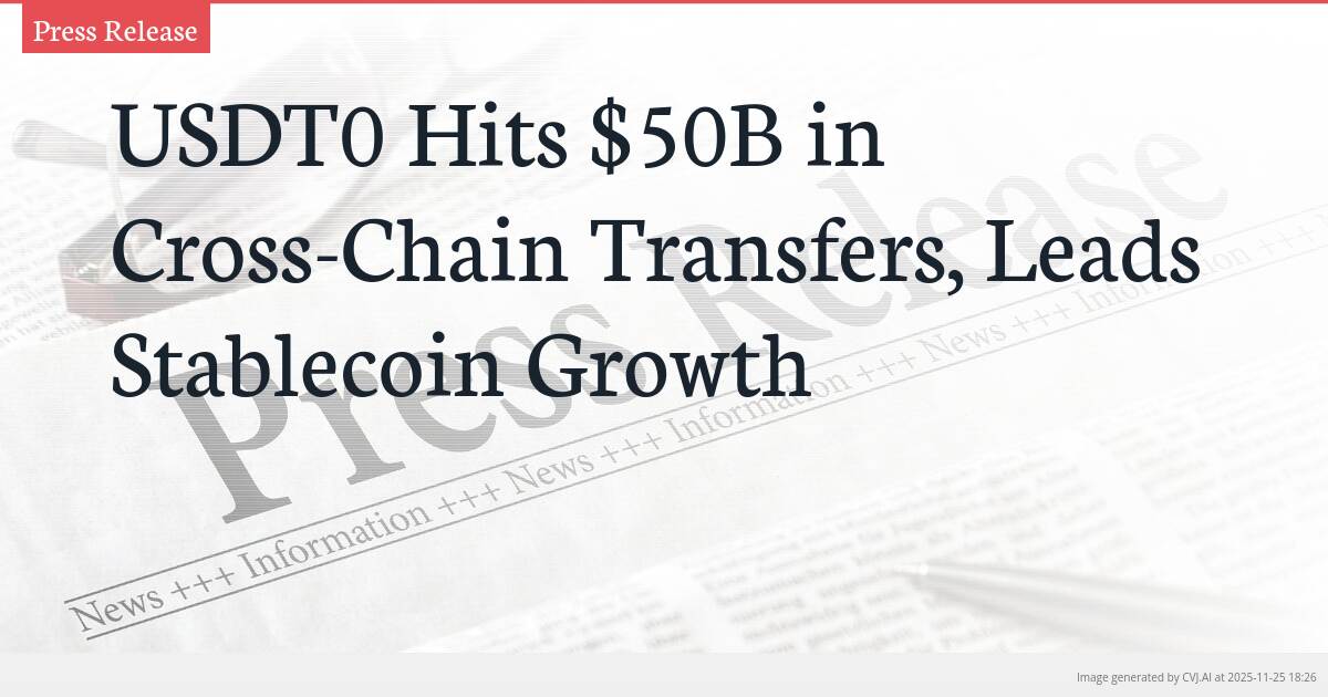 USDT0 Hits $50B in Cross-Chain Transfers, Leads Stablecoin Growth