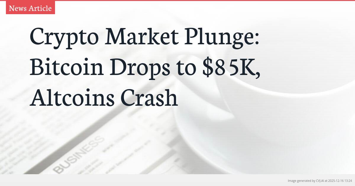 Crypto Market Plunge: Bitcoin Drops to $85K, Altcoins Crash