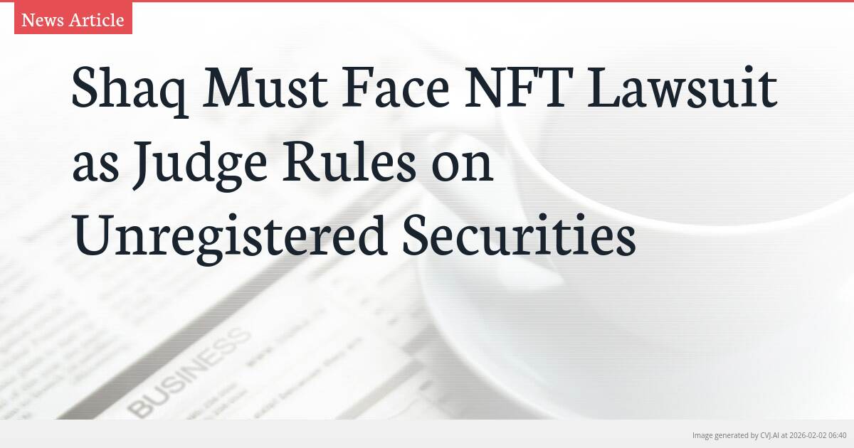 Shaq Must Face NFT Lawsuit as Judge Rules on Unregistered Securities