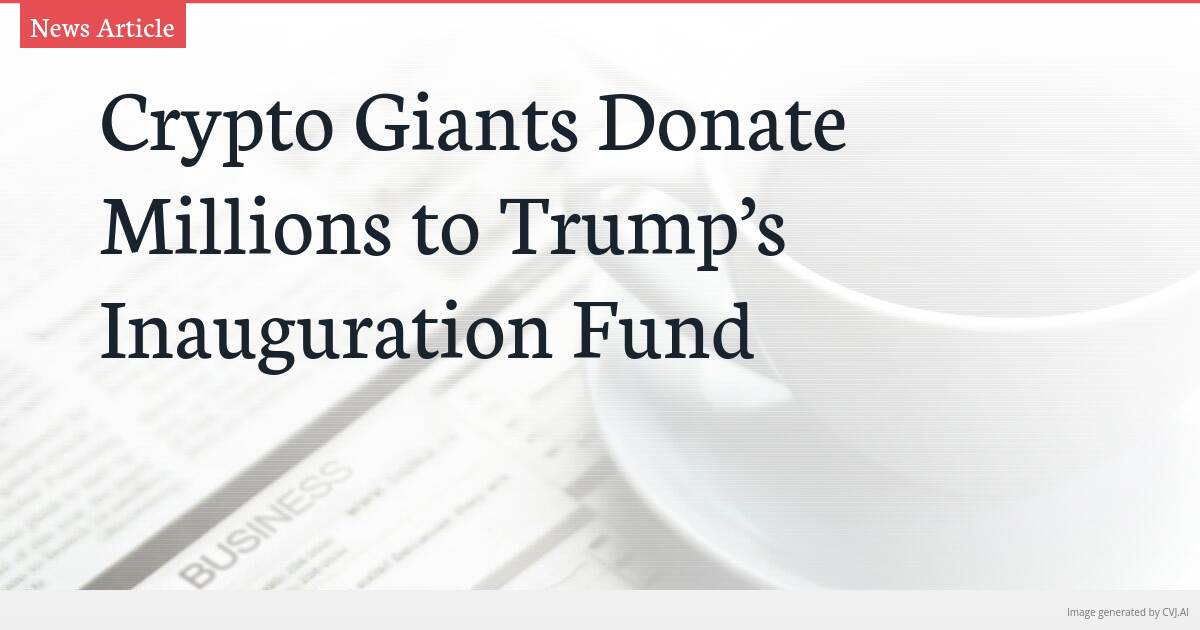 Crypto Giants Donate Millions to Trump’s Inauguration Fund