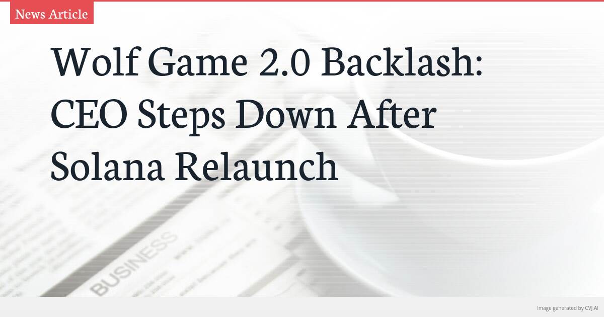 Wolf Game 2.0 Backlash: CEO Steps Down After Solana Relaunch