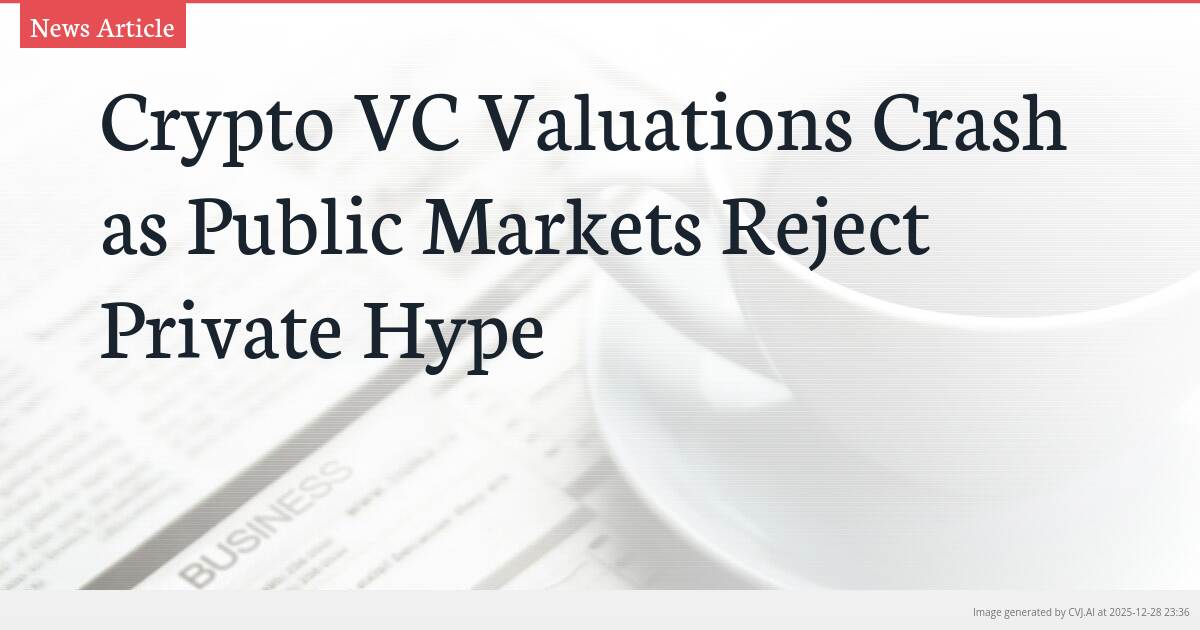 Crypto VC Valuations Crash as Public Markets Reject Private Hype