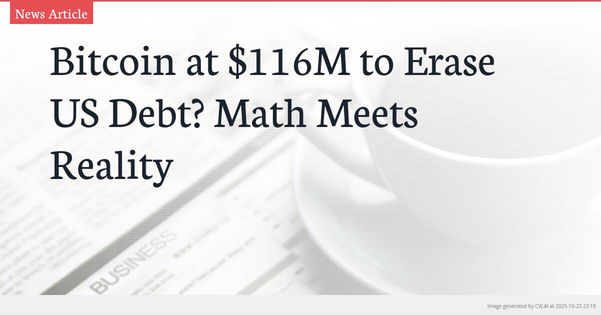 Bitcoin at $116M to Erase US Debt? Math Meets Reality