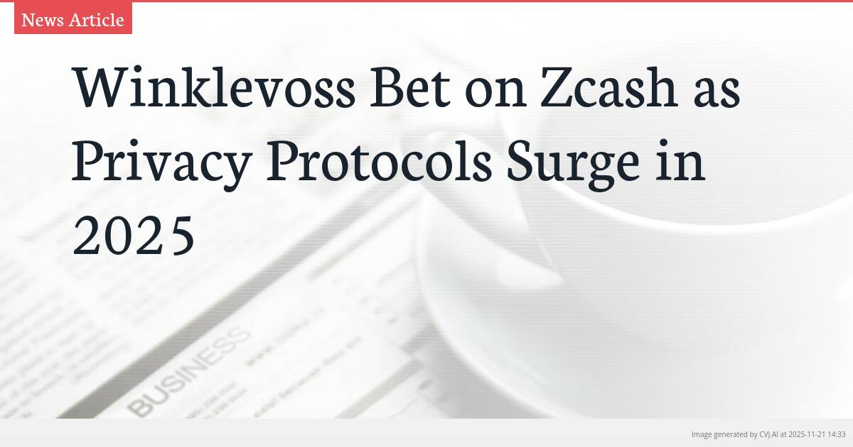Winklevoss Bet on Zcash as Privacy Protocols Surge in 2025