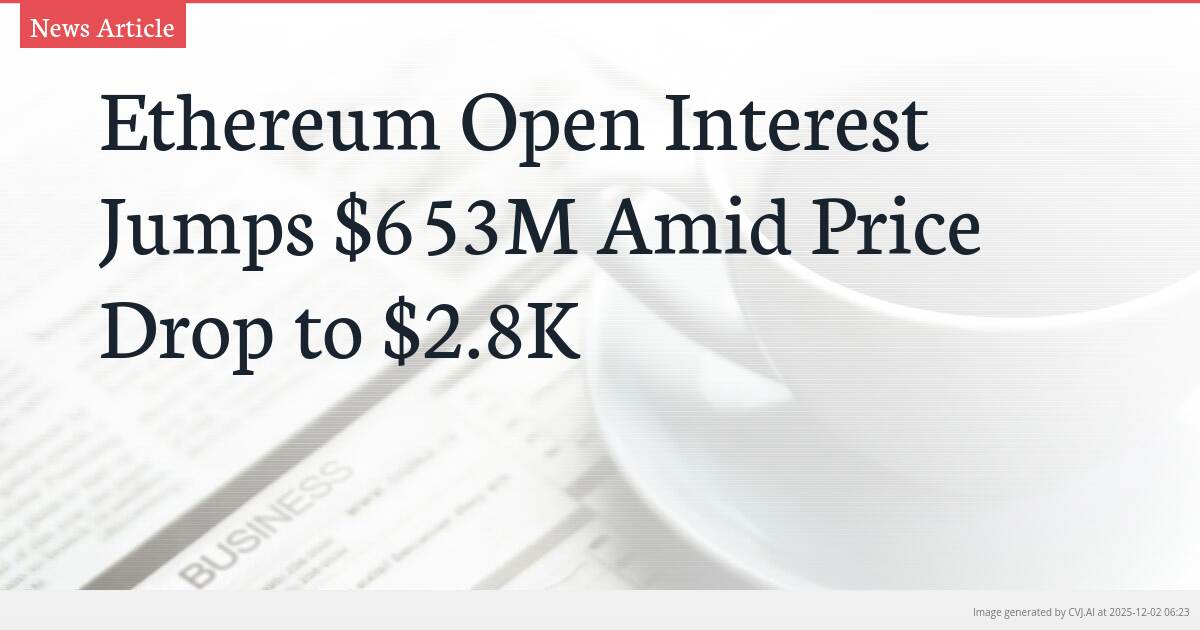 Ethereum Open Interest Jumps $653M Amid Price Drop to $2.8K