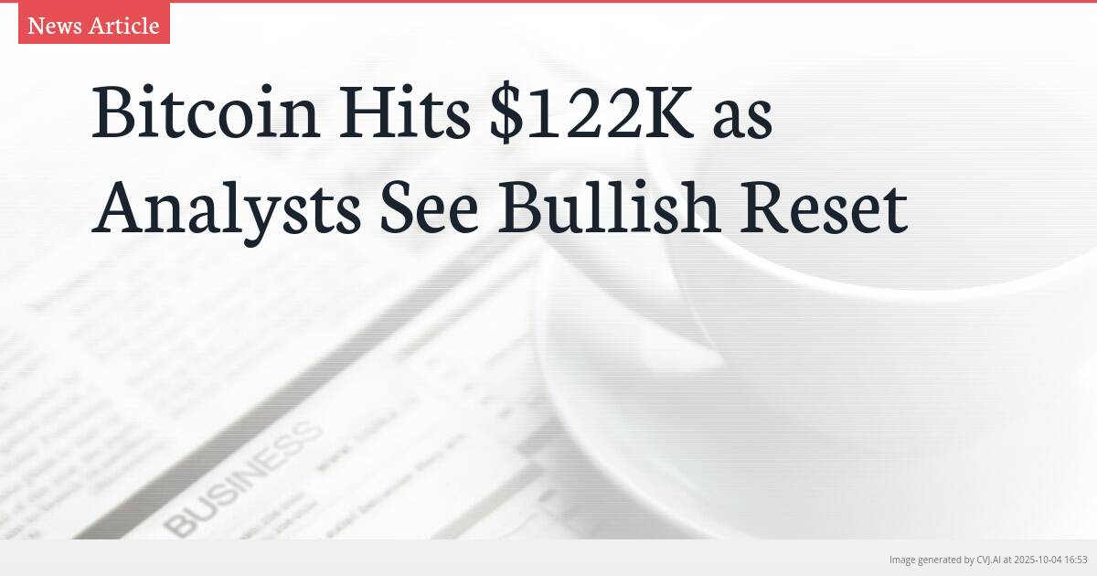 Bitcoin Hits $122K as Analysts See Bullish Reset