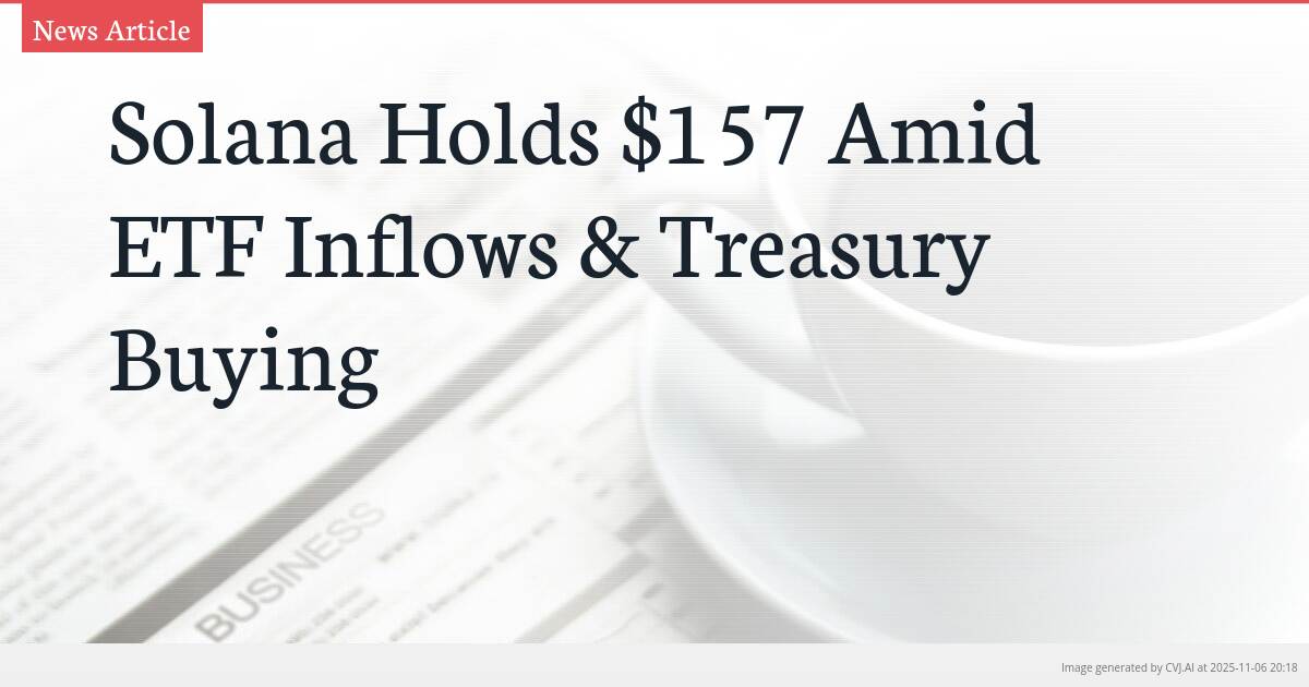 Solana Holds $157 Amid ETF Inflows & Treasury Buying