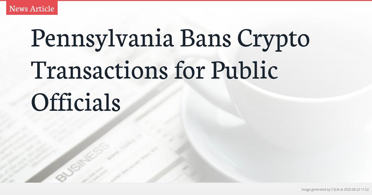 Pennsylvania Bans Crypto Transactions for Public Officials Pennsylvania Bans Crypto Transactions for Public Officials