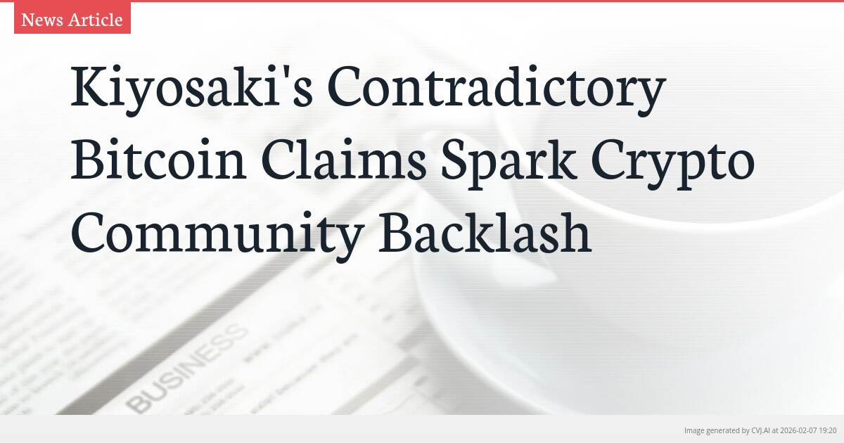 Kiyosaki’s Contradictory Bitcoin Claims Spark Crypto Community Backlash