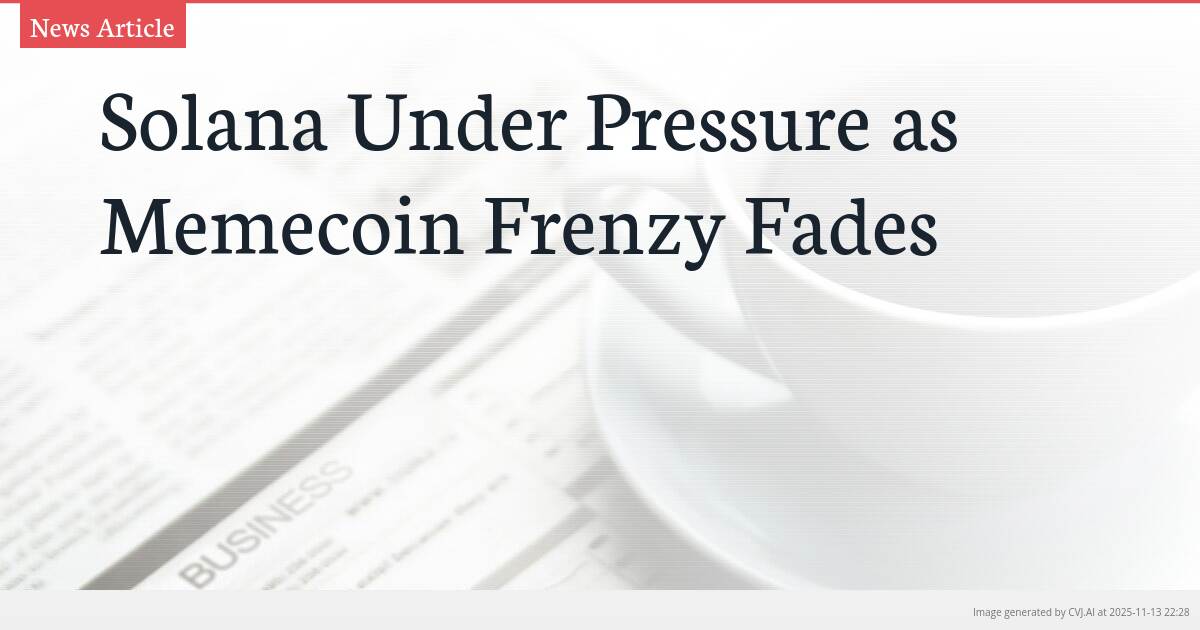 Solana Under Pressure as Memecoin Frenzy Fades