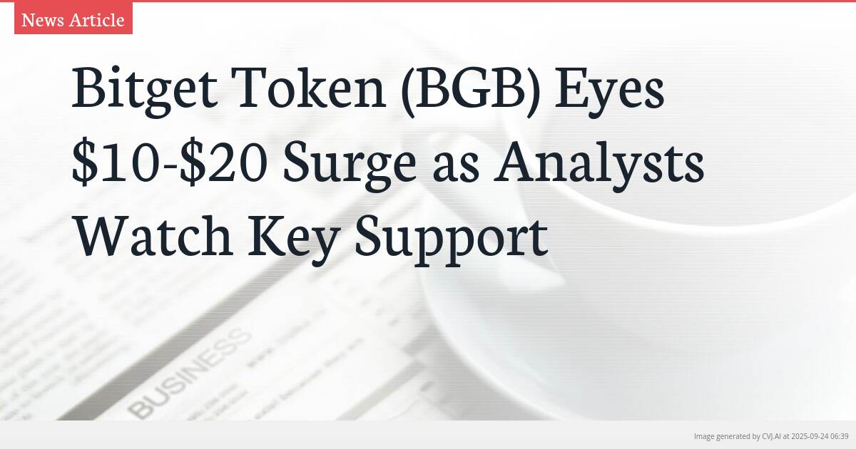 Bitget Token (BGB) Eyes $10-$20 Surge as Analysts Watch Key Support