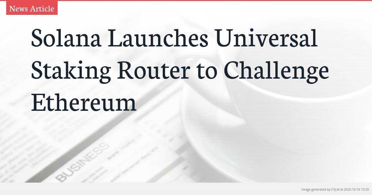 Solana Launches Universal Staking Router to Challenge Ethereum