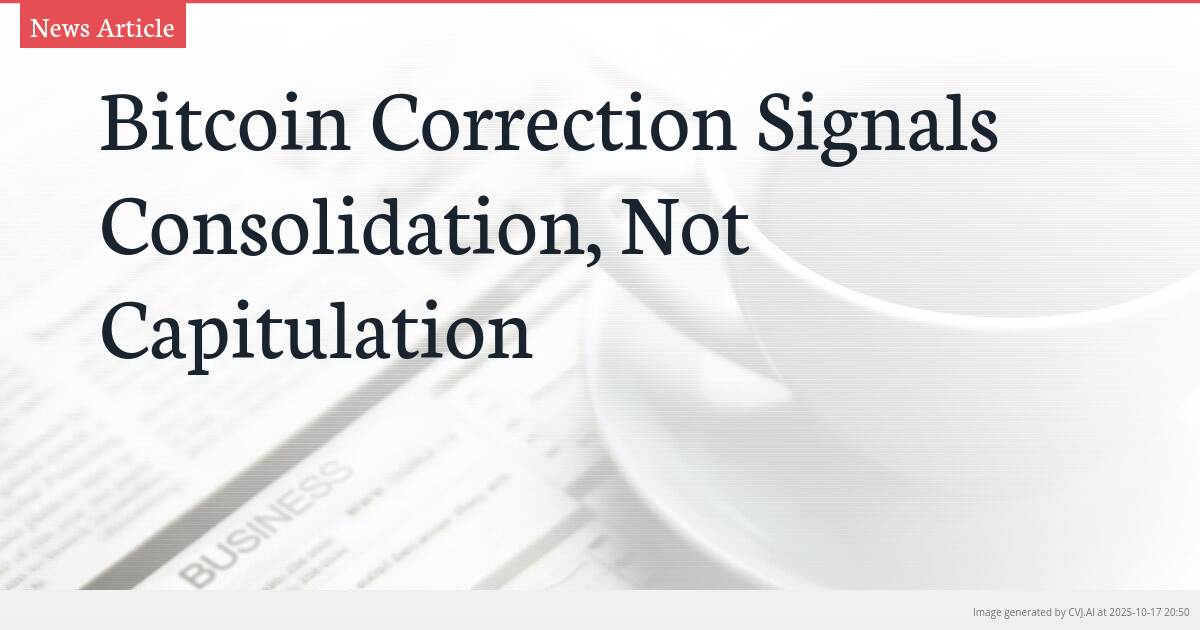 Bitcoin Correction Signals Consolidation, Not Capitulation