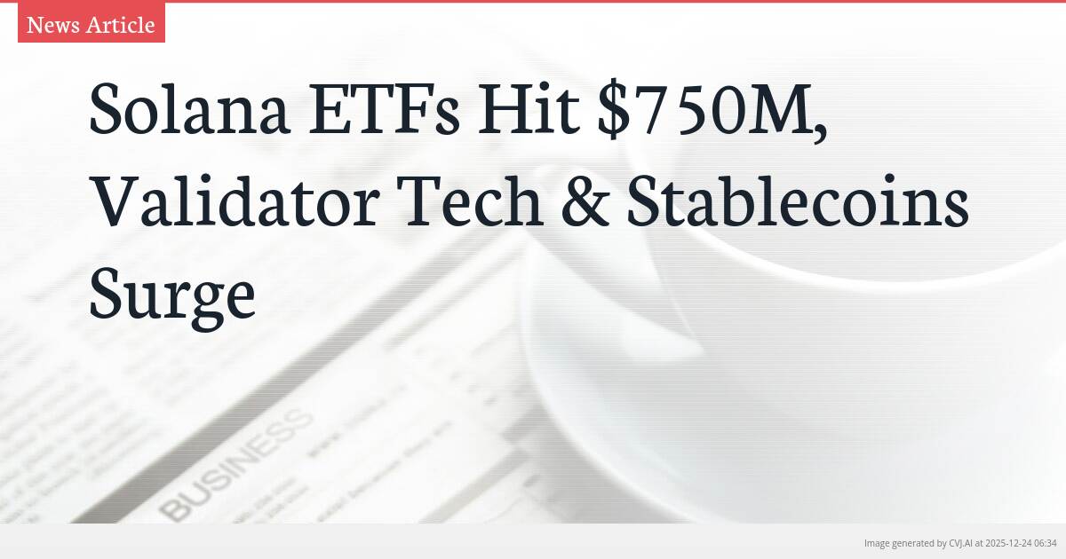 Solana ETFs Hit $750M, Validator Tech & Stablecoins Surge