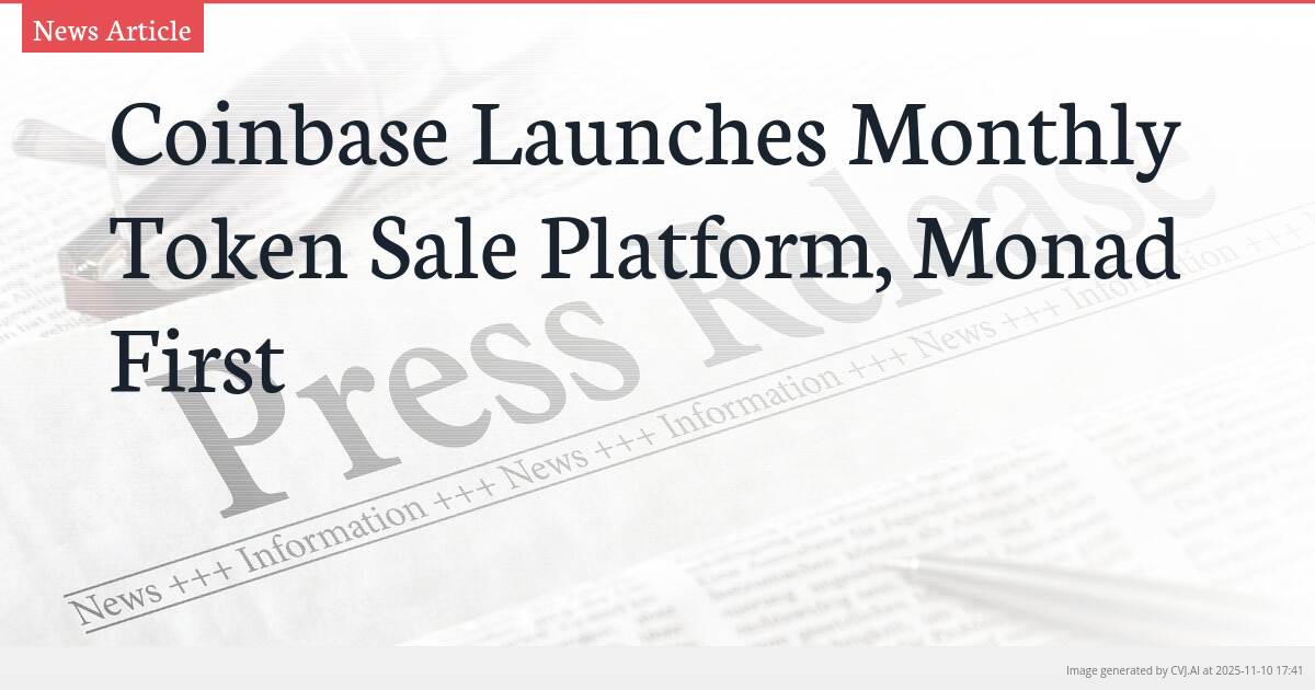 Coinbase Launches Monthly Token Sale Platform, Monad First