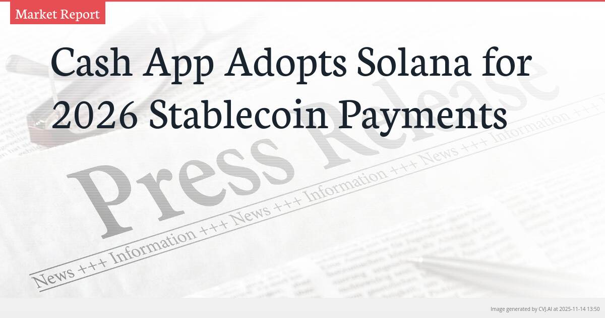 Cash App Adopts Solana for 2026 Stablecoin Payments