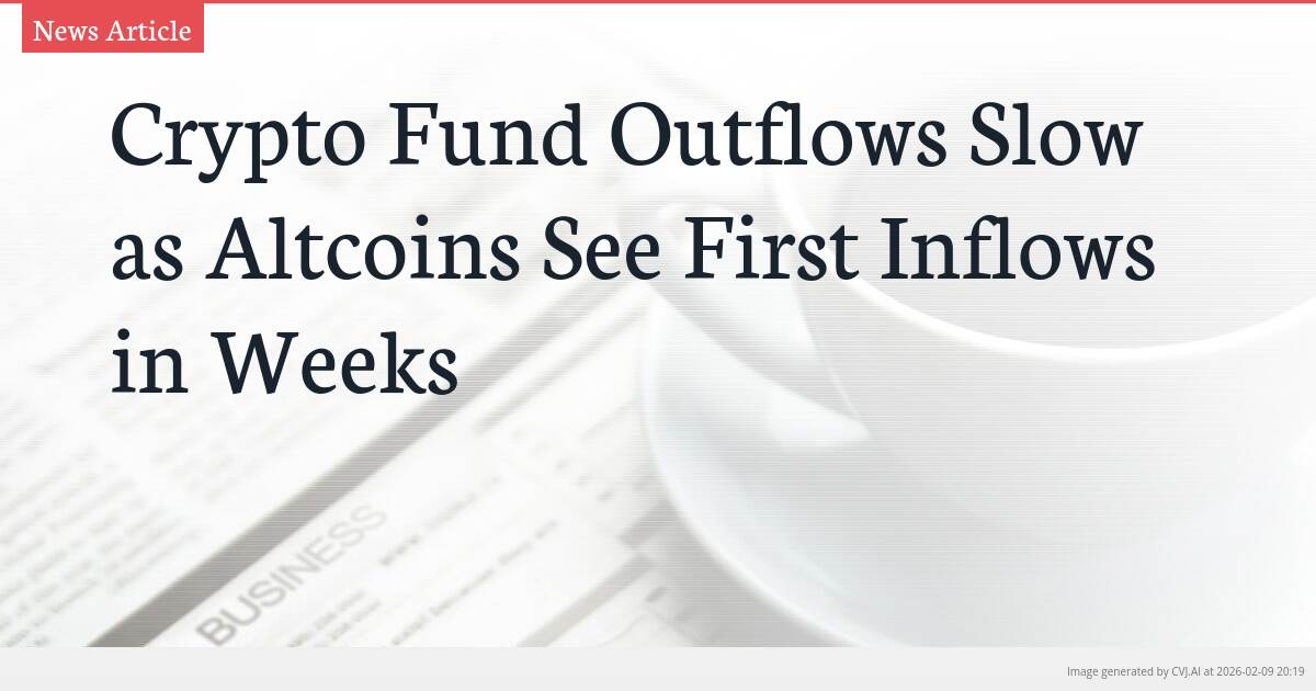 Crypto Fund Outflows Slow as Altcoins See First Inflows in Weeks