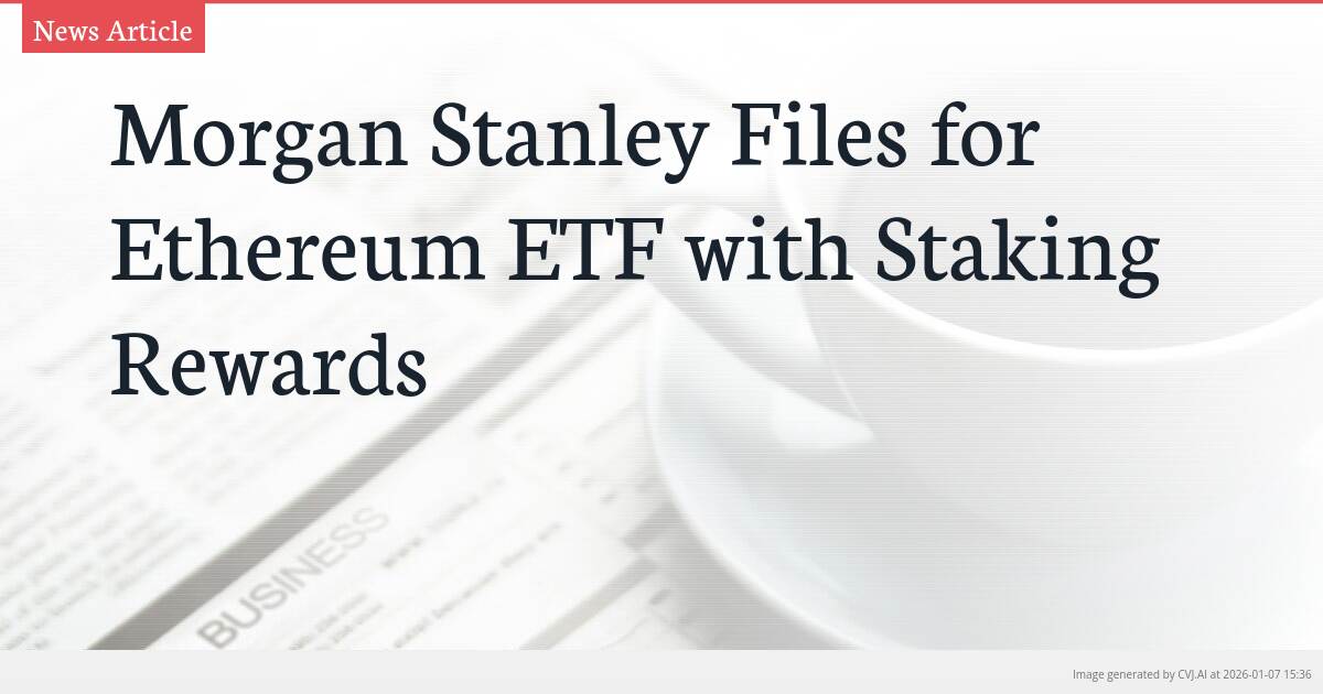 Morgan Stanley Files for Ethereum ETF with Staking Rewards