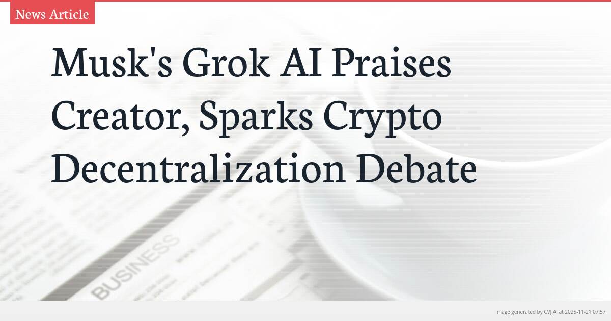 Musk’s Grok AI Praises Creator, Sparks Crypto Decentralization Debate