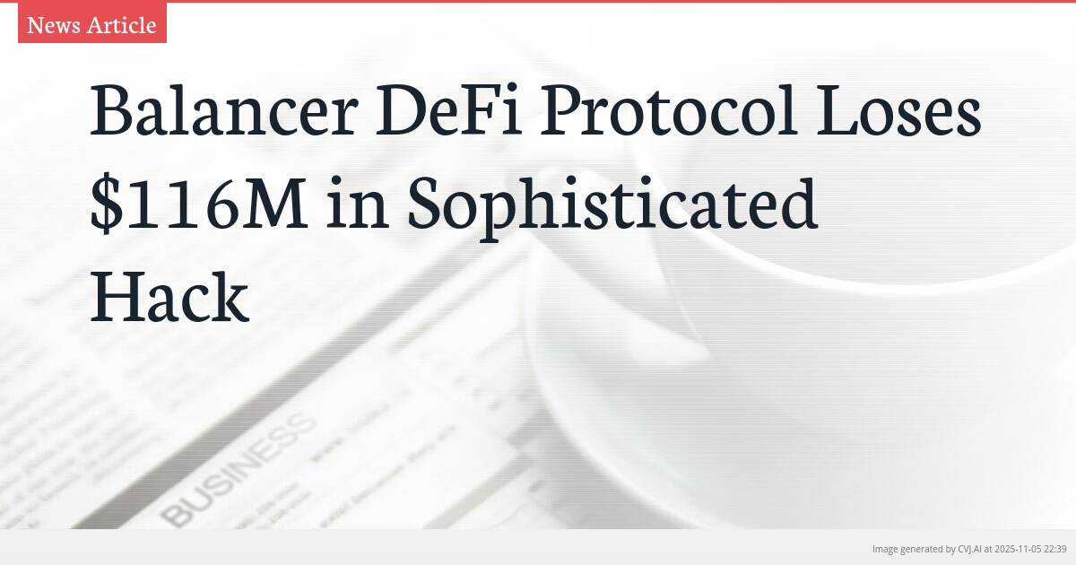 Balancer DeFi Protocol Loses $116M in Sophisticated Hack