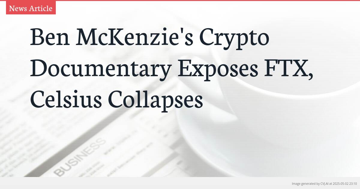 Ben McKenzie’s Crypto Documentary Exposes FTX, Celsius Collapses