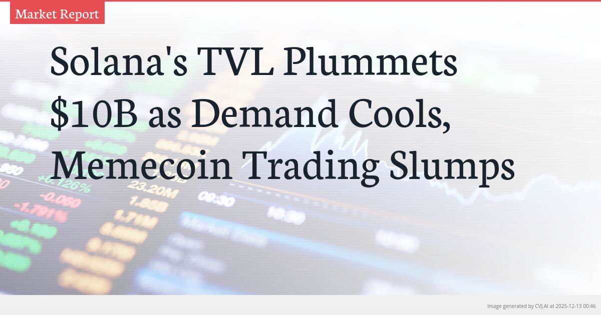 Solana’s TVL Plummets $10B as Demand Cools, Memecoin Trading Slumps