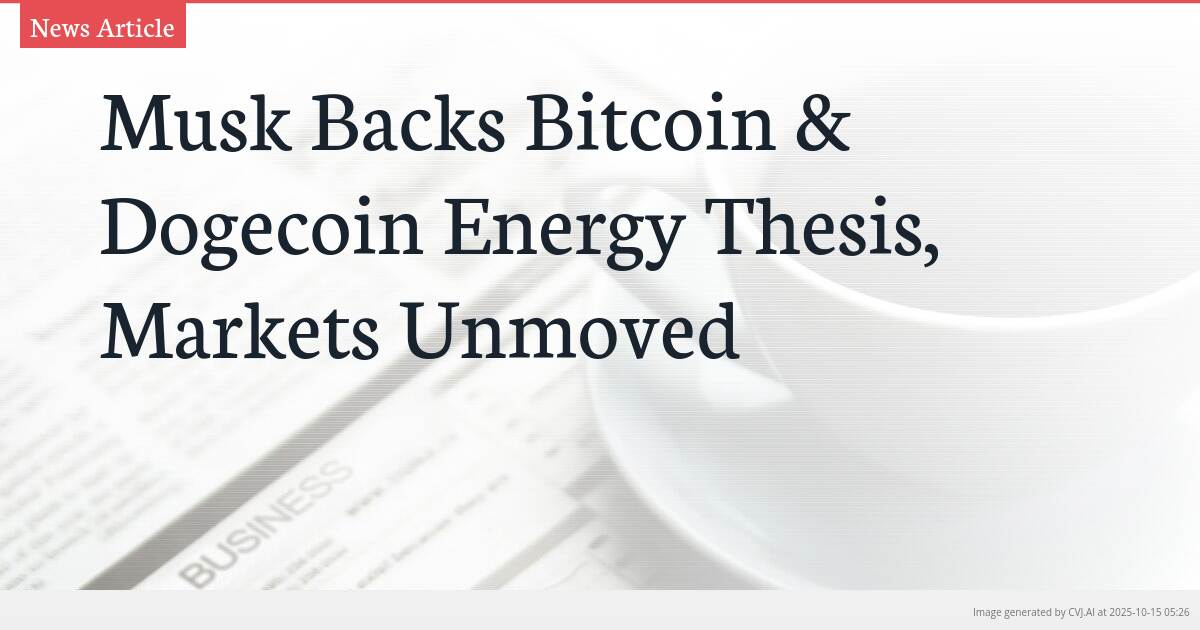 Musk Backs Bitcoin & Dogecoin Energy Thesis, Markets Unmoved