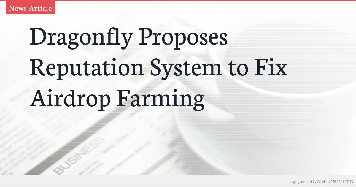Dragonfly Proposes Reputation System to Fix Airdrop Farming