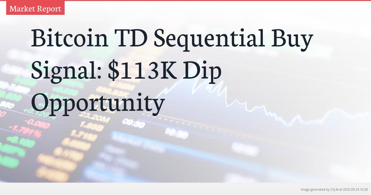 Bitcoin TD Sequential Buy Signal: $113K Dip Opportunity Bitcoin TD Sequential Buy Signal: $113K Dip Opportunity