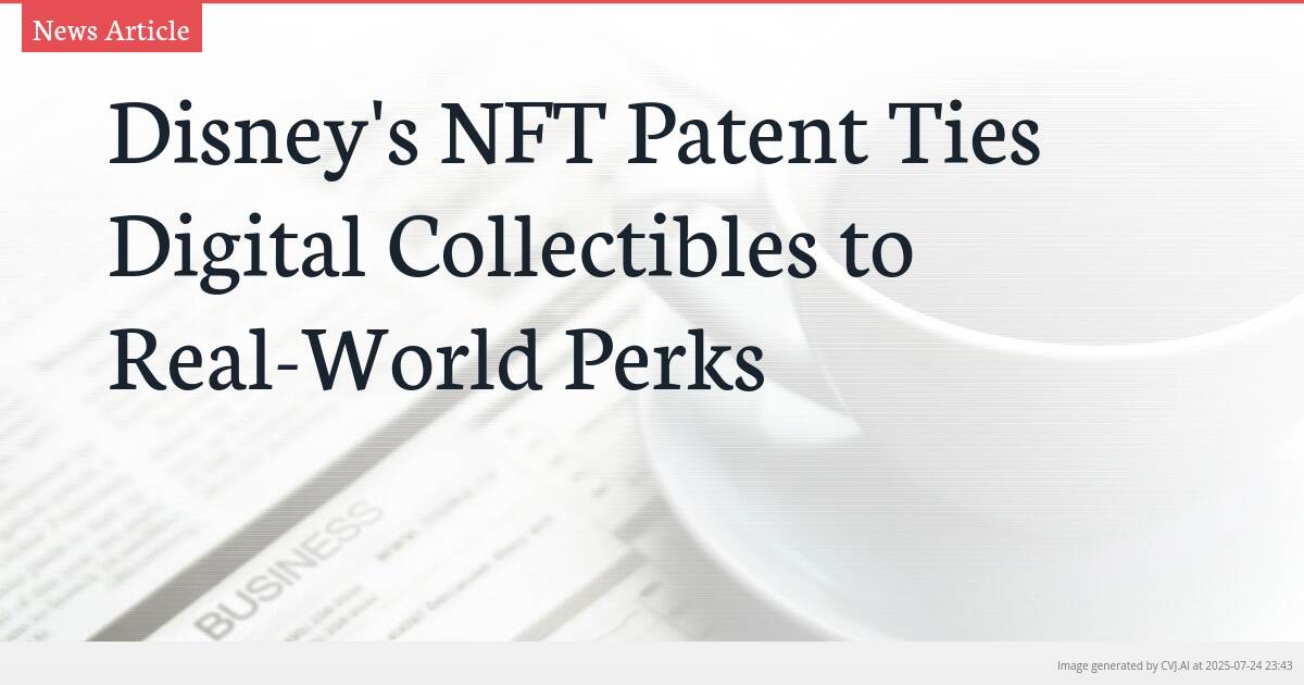 Disney’s NFT Patent Ties Digital Collectibles to Real-World Perks