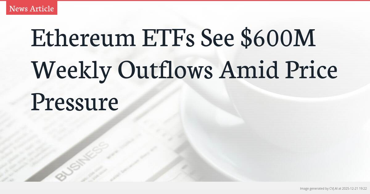 Ethereum ETFs See $600M Weekly Outflows Amid Price Pressure