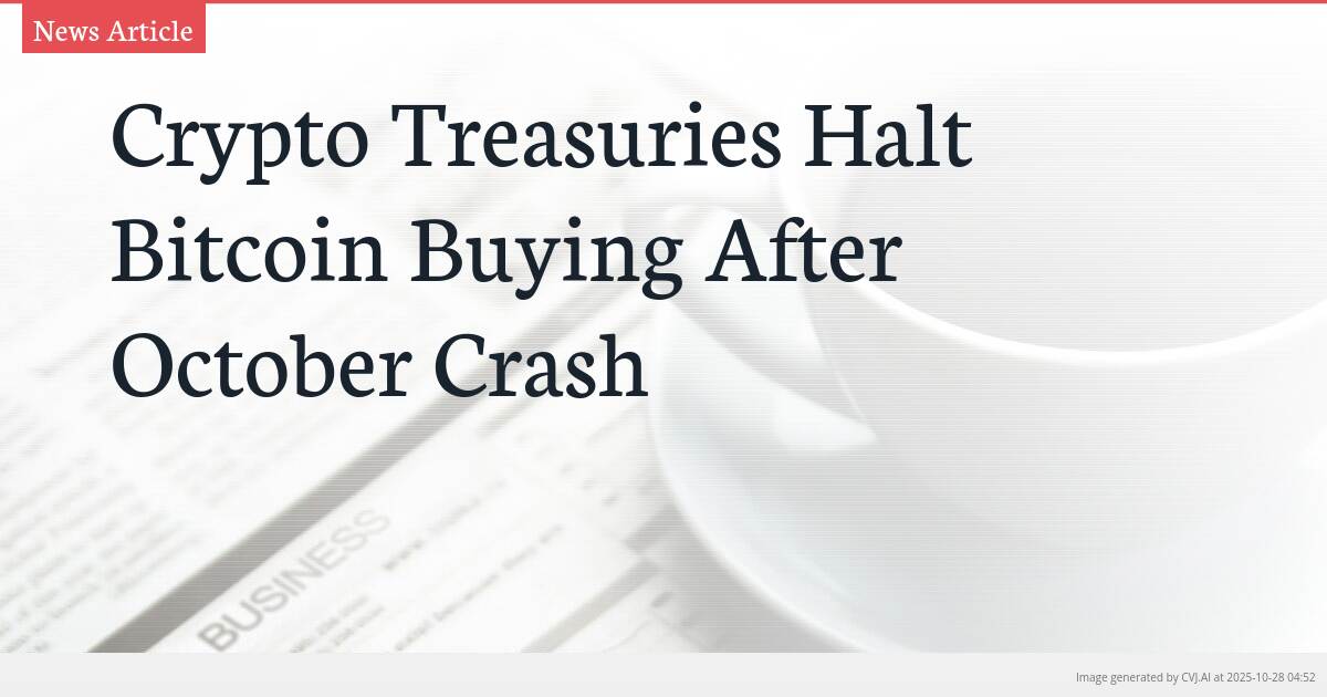 Crypto Treasuries Halt Bitcoin Buying After October Crash