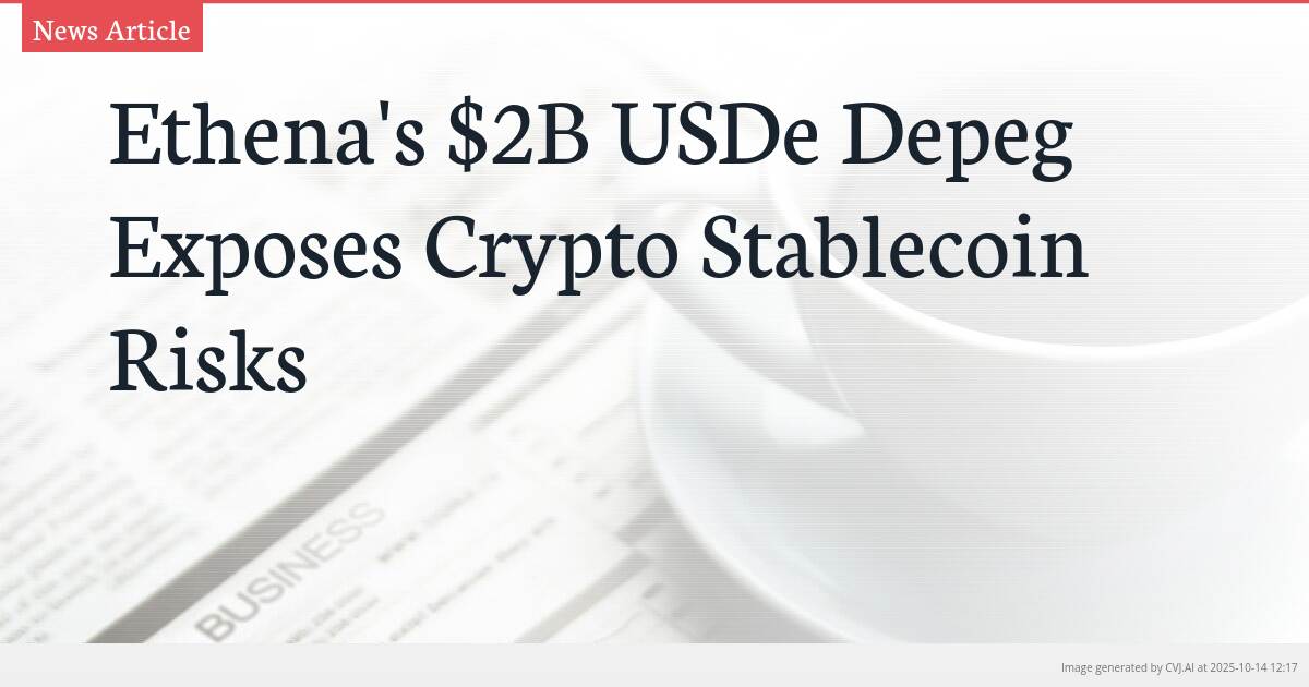 Ethena’s $2B USDe Depeg Exposes Crypto Stablecoin Risks