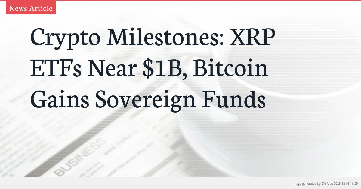 Crypto Milestones: XRP ETFs Near $1B, Bitcoin Gains Sovereign Funds