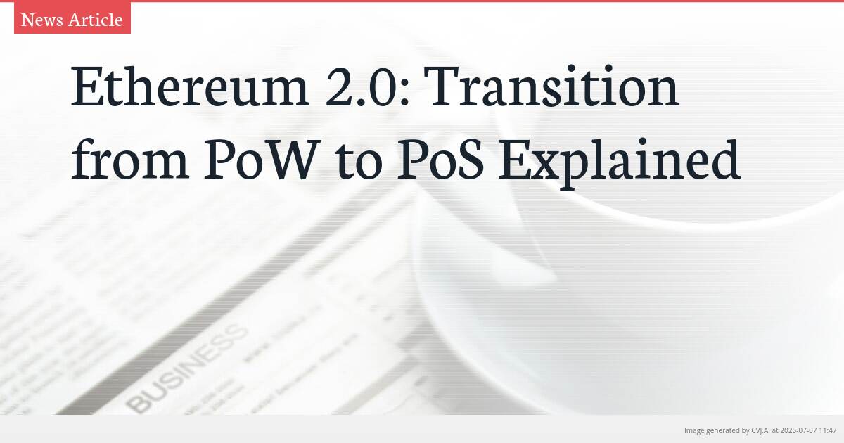 Ethereum 2.0: Transition from PoW to PoS Explained