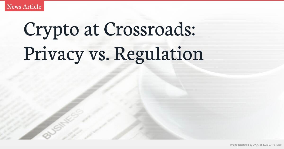 Crypto at Crossroads: Privacy vs. Regulation