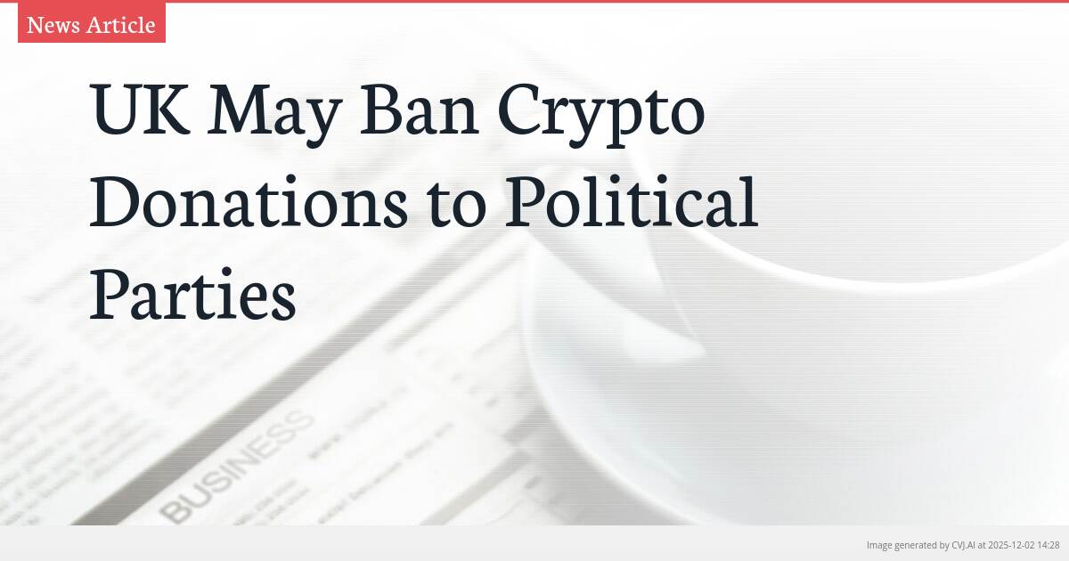 UK May Ban Crypto Donations to Political Parties