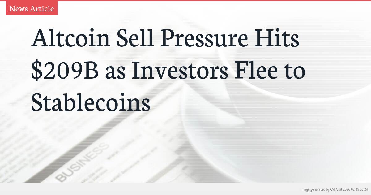 Altcoin Sell Pressure Hits $209B as Investors Flee to Stablecoins