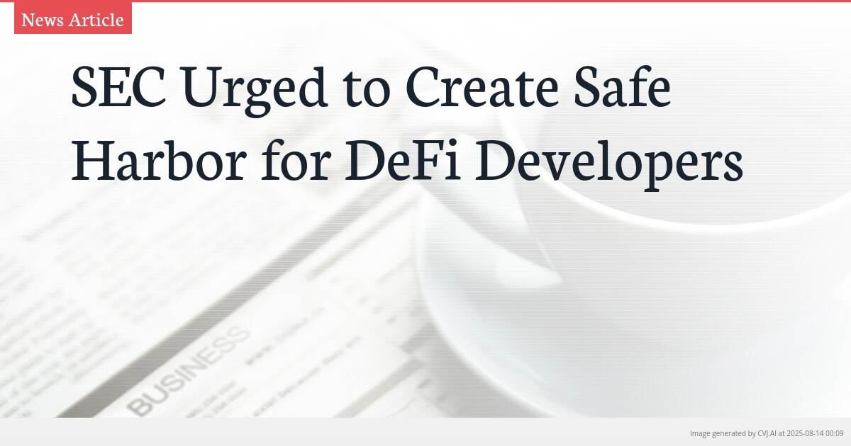 SEC Urged to Create Safe Harbor for DeFi Developers