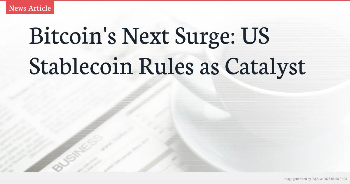 Bitcoin’s Next Surge: US Stablecoin Rules as Catalyst