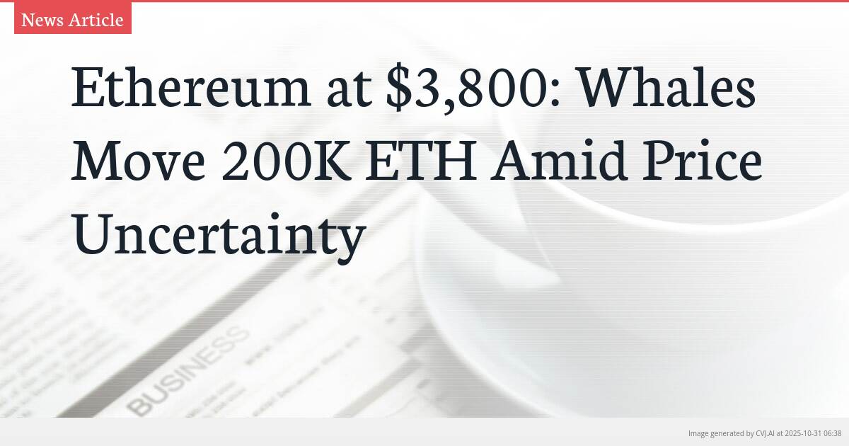 Ethereum at $3,800: Whales Move 200K ETH Amid Price Uncertainty Ethereum at $3,800: Whales Move 200K ETH Amid Price Uncertainty