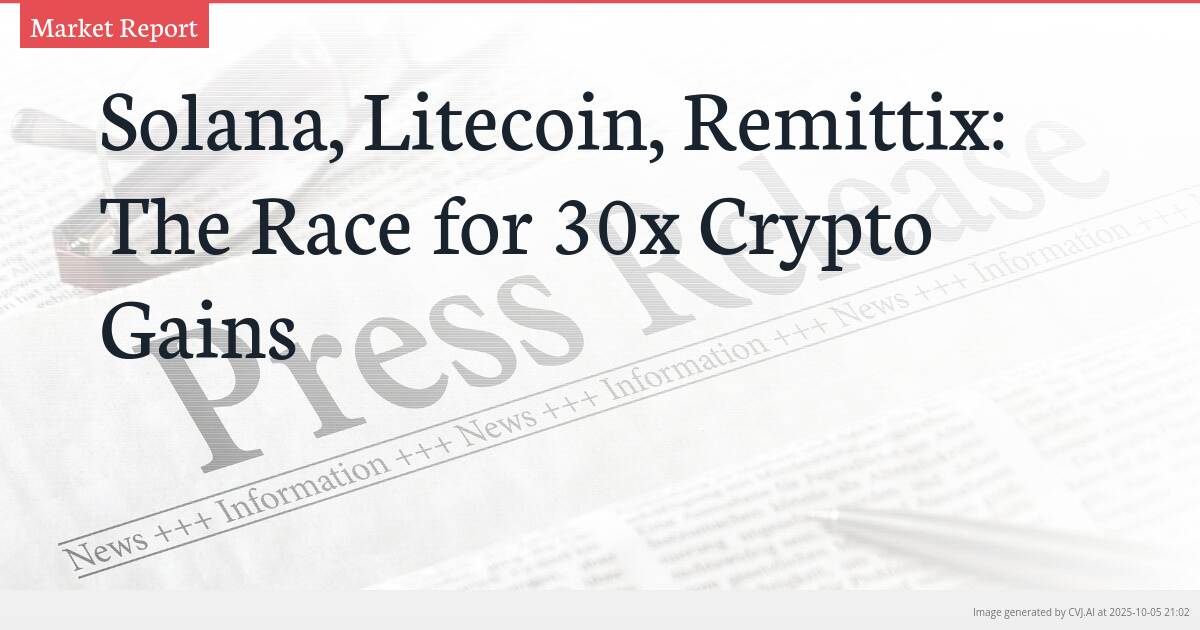 Solana, Litecoin, Remittix: The Race for 30x Crypto Gains