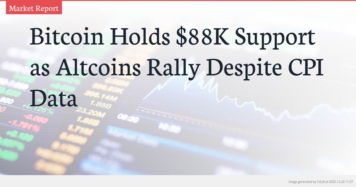 Bitcoin Holds $88K Support as Altcoins Rally Despite CPI Data