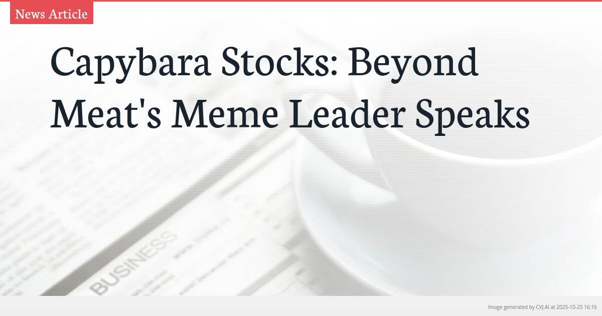 Capybara Stocks: Beyond Meat’s Meme Leader Speaks Capybara Stocks: Beyond Meat’s Meme Leader Speaks