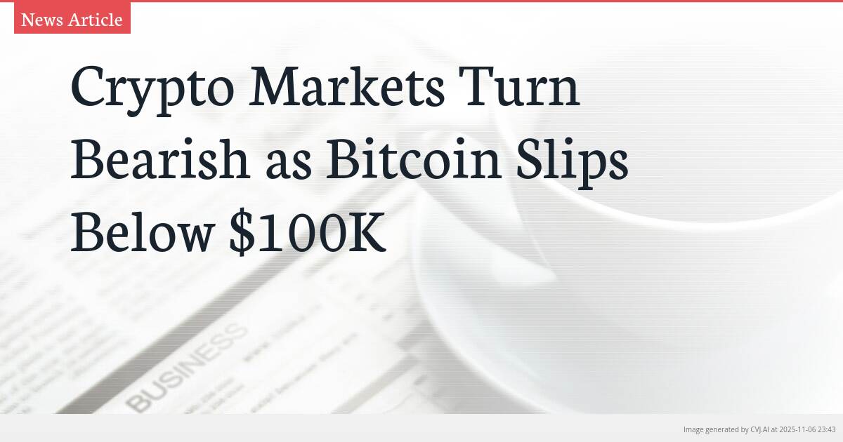 Crypto Markets Turn Bearish as Bitcoin Slips Below $100K